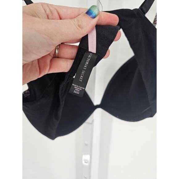 Sexy Little Things by Victorias Secret Sz 36D Padded Push Up Bra Black Leopard - Picture 5 of 6